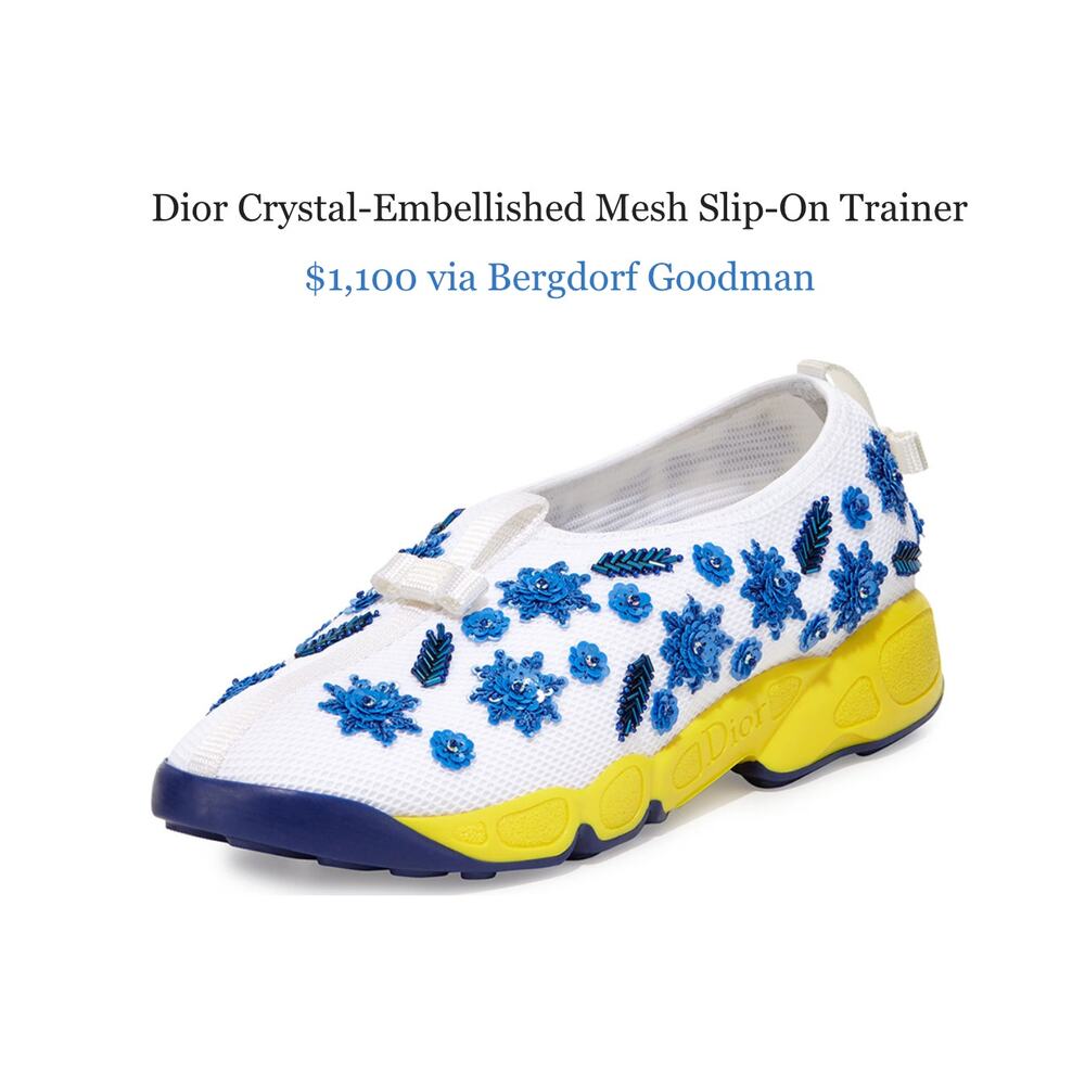 Christian Dior Fusion Blue Floral Crystal Embroidered Mesh Sneaker EU 39 NEW - Picture 6 of 13